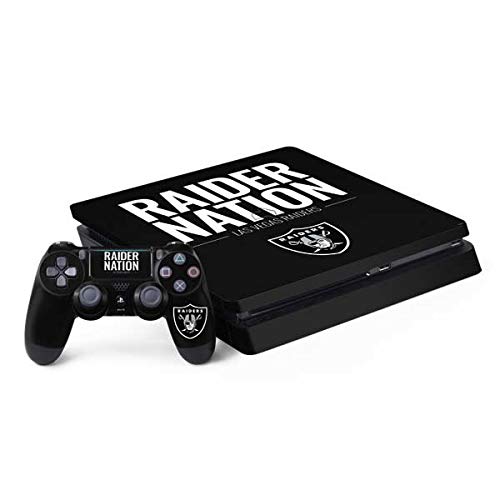 Skinit Decal Gaming Skin Compatible with PS4 Slim Bundle - Officially Licensed NFL Las Vegas Raiders Team Motto Design