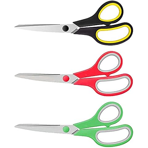 ZekPro 3 Pack Scissors 8" Craft Scissors All Purpose, Heavy Duty Sharp Blade Shears Sewing Scissor for Office, Fabric and School Supplies Left - Right Handed Cover