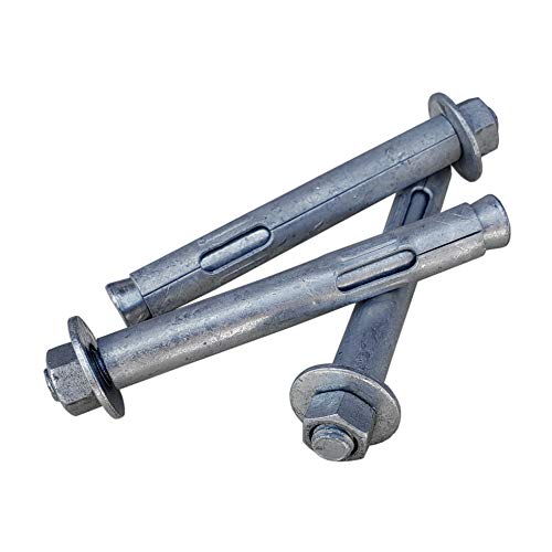 Image of 1 /2 inch x 4 inch Sleeve Anchor Bolt for Concrete, Hot Dip Galvanized Hex Head Expansion Anchor, Heavy Duty Masonry Fastener for Brick, Concrete Block & CMU, Exterior Construction, 20 Pack