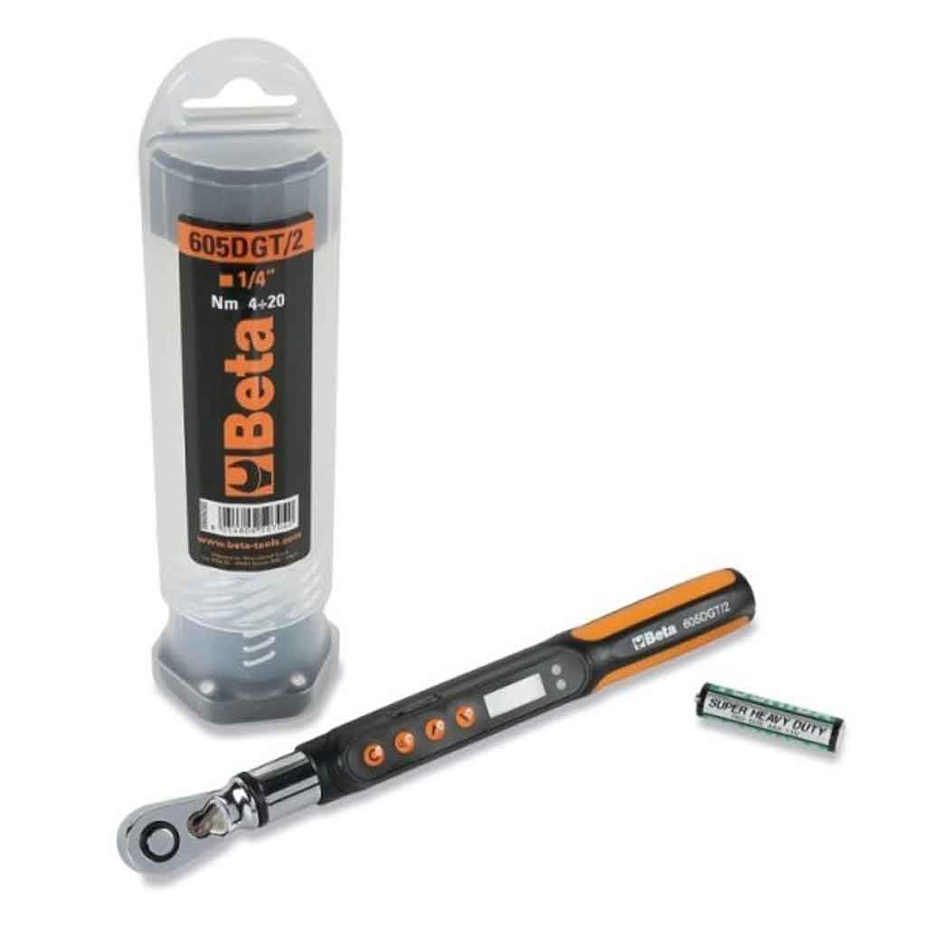 BETA 605DGT/2 – Chiave Dinamometrica Elettronica 4–20 Nm, Display LCD Multiunità, Cricchetto Reversibile 1/4″, LED e Buzzer, Alta Precisione