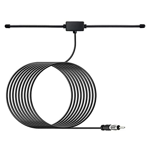 Nelawya Car Radio Antenna FM Stereo Antenna Hidden Adhesive Mount Patch Windshield Antenna for SUV Vehicle Truck Radio Stereo Receiver, 10 Feet Cable, DIN Plug Connector