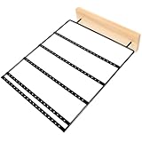 POPETPOP Metal Jewelry Organizer Stand with Wooden Base, 5-tier Earring and Necklace Display Rack with 100 Holes, Black Iron Frame for Home Jewelry Storage and Fashion Accessories