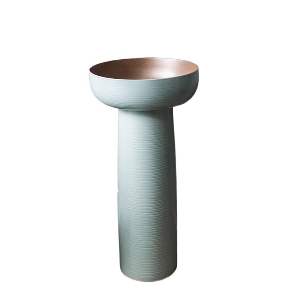 Fzl02068lm Blue Free-Standing Ceramic Pedestal Sink With Faucet And Drain Kit Outdoor Floor-Standing Wash Basin Lavatory Column(Blue)