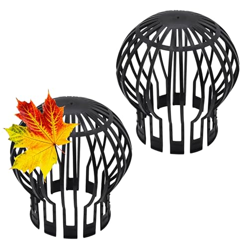 Protección De Bajante 2 Protectores De Canalones Tapa De Cierre 11cm Juego De 2 Piezas, Negro