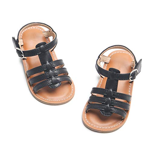 Image of Kolan Toddler Girl Sandals Open Toe Flat Princess Dress Shoes Little Kids