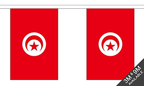 Flagtex Tunisia Fabric Bunting – 9m with 30 Flags – Indoor & Outdoor Decoration – String Flags Banners Tunisian North Africa Maghreb