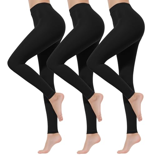 Sahunfri 3 Pairs 80 Denier Footless Tights Women Stretch Opaque Ballet Tights Soft Dance Tights (UK Alpha S M Regular Regular Black)
