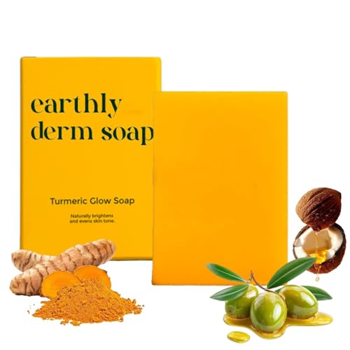 Earthly Derm Turmeric Glow Soap Handmade Turmeric Cleansing Soap Body Skin Care Handmade Soap Gentle Formula for All Skin Types Ideal for Face and Full Body Care (1pcs)