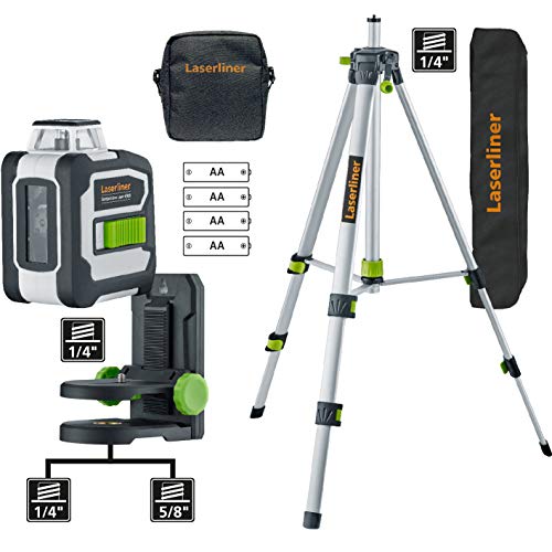 Foto von LASERLINER - CompactLine-Laser G360 Set - 1 Laser-Nivellier - 1 vertikaler Linienlaser mit 360° auf der horizontalen Achse - Reichweite 30m - grüne Linien - verstellbare Konsole - Stativ 150cm