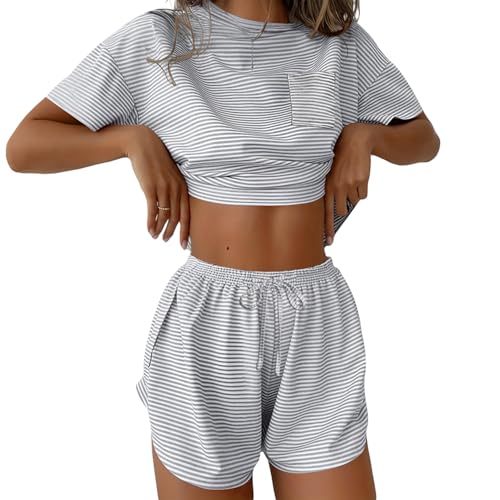 Image of Ekouaer Womens Pajama Sets Sexy Lounge Sets Side Split Short Pj Sets Cute Pjs 2 Piece Comfy Sleepwear Loungewear
