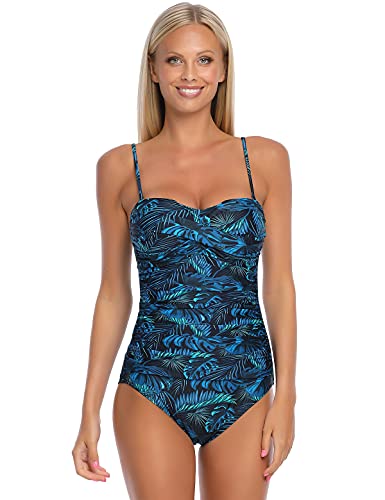 Image of RELLECIGA Women's Twist Front Shirred One Piece Swimsuit