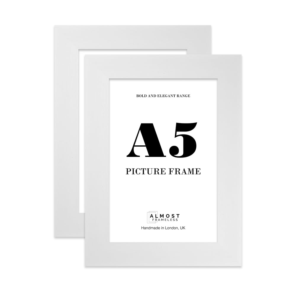 A5 Photo Frame, Display A5 Pictures (14.8 x 21cm - 5.8 x 8.3in) Picture Frame for wall Display - White - 2 Pack — image 1