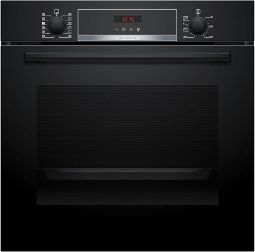 Bosch HQA574BB3 Serie 4, Forno con vapore da incasso, Pirolisi: pulizia del forno senza sforzo, Display LED rosso, 10 programmi automatici, Nero, 60 x 60 cm