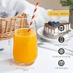 Drinking Glasses Set of 6, 16.4oz Highball Glasses, Crystal Clear Tall Water Glasses, Glass Cups for Cocktail, Juice, Iced Tea, Mojito and Smoothies, Clear Glassware Set, Christmas Gifts