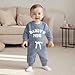 Kupretty Baby Boy Clothes 3 6 12 18 Months Fall Winter Outfit Daddy's Mini Embroidery Waffle Long Sleeve Romper Pants Set (Blue, 12-18 Months)