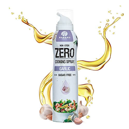 Rabeko Zero spray para cocinar bajo en calorías | AJO | 800 raciones, 2 kcal por pulverización | Spray para freír, asar y hornear | sin aditivos, sin azúcar | 1 x 200ml