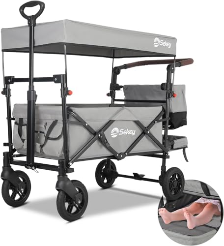 Sekey Carro Plegable Infantil Con Techo Para 2 Niños 150kg, Carrito De Transporte Plegable Para Niños Con Manija Empujadora, Ruedas De Pu A Pru Sekey Carro Plegable Infantil Con Techo Para 2 Niños 150kg, Carrito De Transporte Plegable Para Niños Con Manija Empujadora, Ruedas De Pu A Pru
