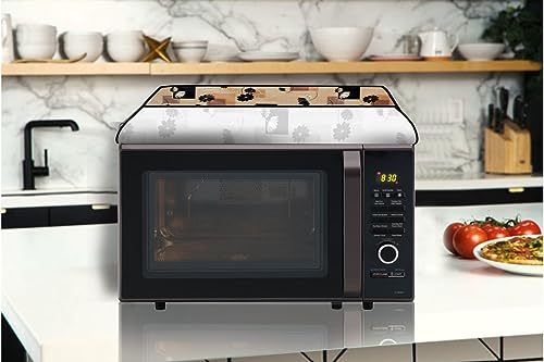 Image of The Furnishing Tree PVC Waterproof Microwave Oven Cover Compatible for Whirlpool 20 L Convection Magicook Elite Lotus Pattern Beige