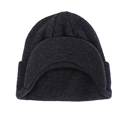 Image of Home Prefer Men's Winter Beanie Hat with Brim Warm Double Knit Cuff Beanie Cap Watch Radar Hat