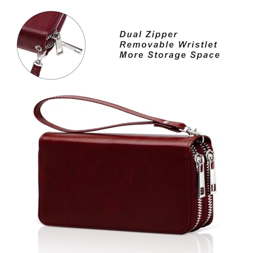 Image of Cellphone Wallet for Women Dual Zipper Long Purse with Removable Wristlet