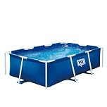 M.Y Splash 8ft Metal Frame Rectangular Pool – Family Garden Swimming Pool with Steel Frame, Durable PVC Liner, Easy Assemble Outdoor Pool – 260 x 160 x 66cm