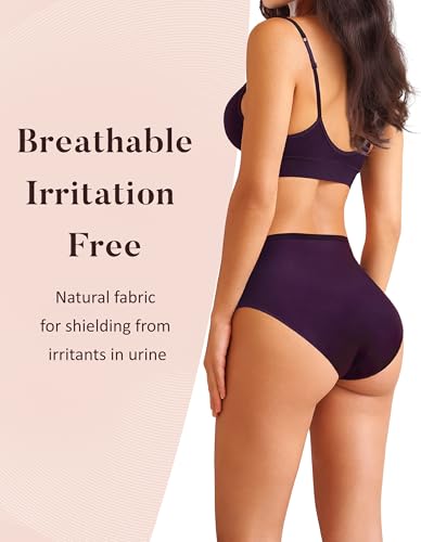 Image of AIRCUTE Washable Urinary Incontinence Protective Underwear for Women Leak Proof Absorbent Reusable Panties 60ML 1 Pack (Purple, 2X-Large)