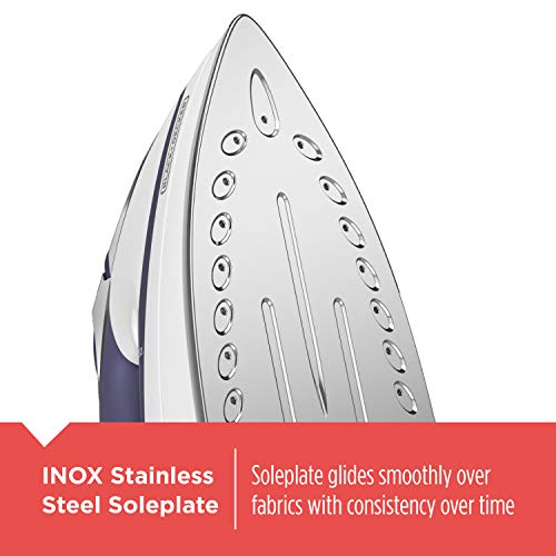 Black+Decker Advantage Steam Iron, Nonstick Stainless Steel Clothing Iron, White/Blue, IR1070SC - Image 5