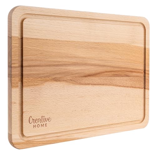 Creative Home Schneidebrett Holz | 30,5 x 22,5 x 1,5 cm | Holzschneidebrett mit Saftrille | Umkehrbar Schneidbrett | Holzbrett Küche Ideal für Brot, Fleisch, Gemüse, Käse & Schinken