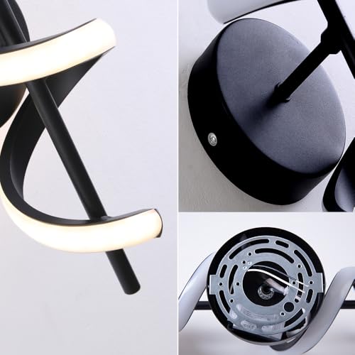 Image of Indoor Wall Sconce 3000K Warm Light Modern Wall Lights Spiral Wall Lamp for Hallway, Stairs, Living Room, Bedroom, Aisle(2 Pack)