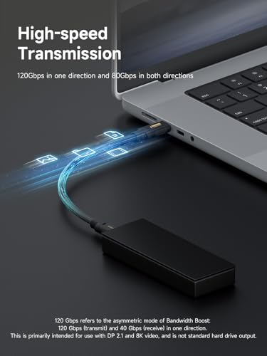 Image of Hagibis Thunderbolt 5 Cable (Intel Certified), 120Gbps Data Transfer, 240W Fast Charging, 16K@60Hz Display USB-C Cable, for Thunderbolt 4 /3, USB4, iPhone 17 /16 /15, MacBook, Laptops (48CM)