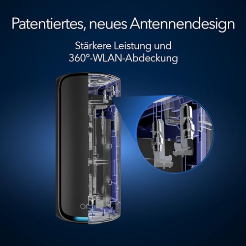 NETGEAR Orbi 970-Serie (RBE972SB) Quad-Band WiFi 7-Mesh-System Black Edition: Router, 1 Satelliten-Repeater, Sicherheitsfunktionen, max. 27 GBit/s, für 440 m2, 200 Geräte, 10-Gig-Internetanschluss