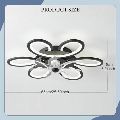 Image of Ceiling Fan Light Fixture for 8-12M2 Mute Fan Lamp for Cafe Living Room Dorm black|Ceiling Fans|Home & Garden