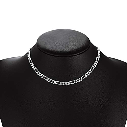 Prosteel Womens Chain Necklace Women Chocker Adjustable 14 Inch 5Mm Thick 925 Sterling Silver Layered Figaro Chains Choker #TOP1