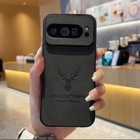 Image of MILLION CASES Back Cover Case for Google Pixel 9 Shockproof Protective Deer Embossed PU Leather Case for Men & Boys(Black)