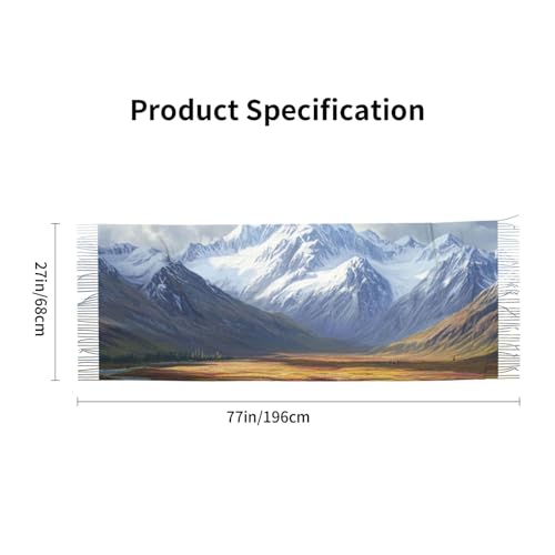 Women's Shawl Wrap Tassel Scarf, arctic landscape alaska mountains scenery - Oversize(77x27), Soft, Durability, Warm2