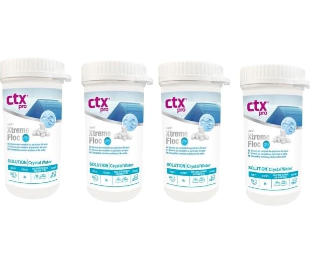 PISCIVAL | CTX-37 Xtreme Floc | Pack de 4 | Floculante y Coagulante en Tabletas de 20g | 5 tabletas por Cada Bote | Alta Eficacia | Mejora Filtración y Claridad del Agua | Uso NO Profesional