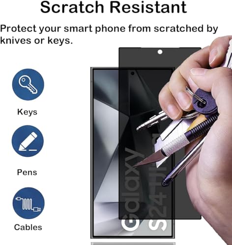 Image of ZARALA Privacy Screen Protector for Samsung Galaxy S24 Ultra [1 Pack],Anti-Spy Tempered Glass Film,Fingerprint Recognition,9H Hardness,Anti Scratch,Anti-Spy Screen Protector
