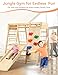 Rengue Indoor Playground 7-in-1Jungle Gym Baby Climbing Toys, Montessori Waldorf Style Wooden Toddlers Climber Playset for Children Kids 2-7 with Slide, Climbing Wall, Rope Wall Net, Swing, Ladder