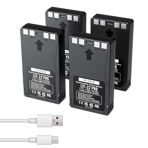 Lesaps 4Pack LIT-22 Battery 7000mAh Rechargeable Lithium Battery for SPYPOINT Trail Camera - Compatible w-M Flex G-36 Flex-Plus&S Cellular Trail Cameras (Include 2 Type-C Cable)