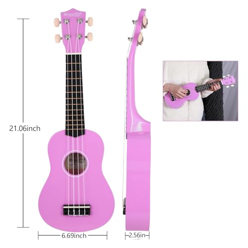 Image of Strong Wind Soprano Ukulele 21 Inch Basswood Ukeleles for Beginners Four Strings Hawaiian Guitar Easter Ukulele for Adults Teenagers, Purple