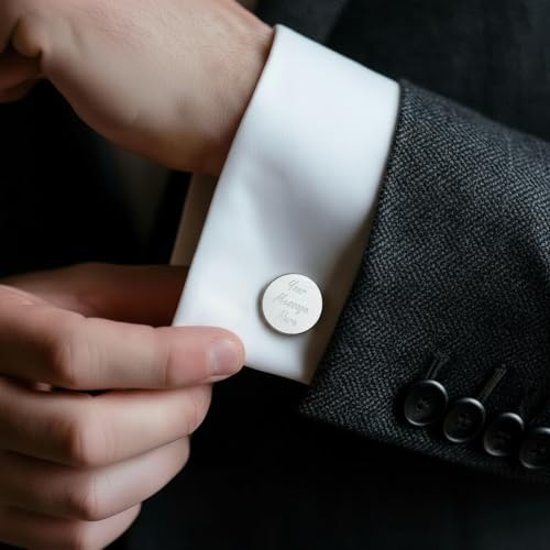 Mancuernillas grabadas para hombre en plata 925 miniatura 5