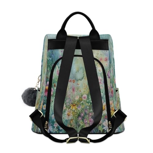 Image of Summer Floral Abstract Women Backpack Purse Anti-theft Casual Shoulder Bag Fashion Ladies Bags