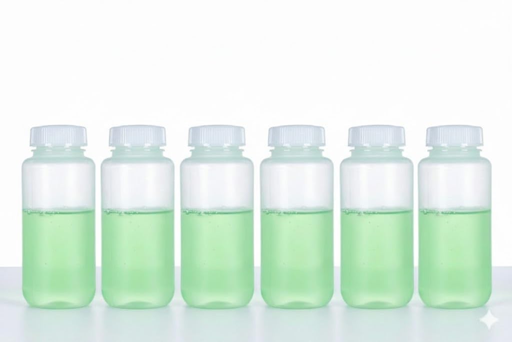 POLYLAB Plastic Wide Mouth Reagent Bottles 250ml (Pack of 6), Secure Storage, Precise Dispensing, and Safe Handling of Chemicals in Laboratories Across Chemistry, Biology, and Environmental Science