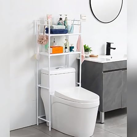 Olpad Over The 2 Tier Toilet Storage Rack Bathroom Space Saver Washing Machine Stand Toilet Rack Freestanding Towels, Shampoo Bottles, Soaps Organizer for Laundry Room Wash Basin Floor Stand (White) (B0D76QQFF3) Amazon Price History, Amazon Price Tracker