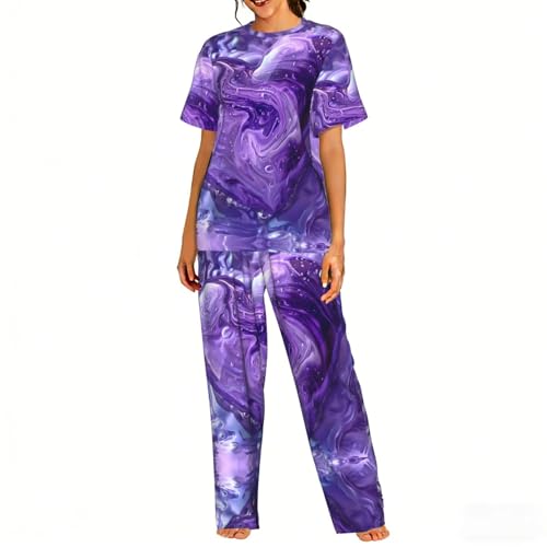 Pyjama doux violet femme en textile haut de gamme pour dormir