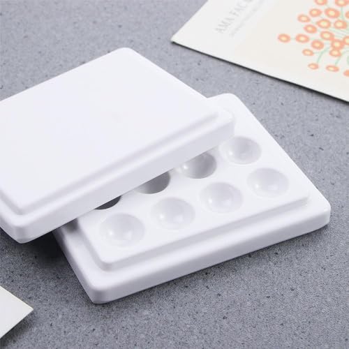 Paleta de cerámica para uñas de 12 cavidades con tapa blanca para mezcla de gel 6