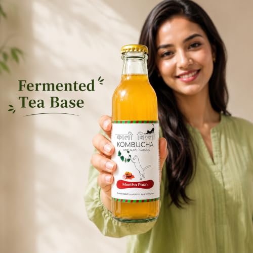 Image of KAALI BILLI Kombucha Meetha Paan, Pack of 2 | Fermented Tea, All Natural, Gut Healthy Drink | 2 x 250ml | Vegan, Preservative free, Low calorie, Low sugar
