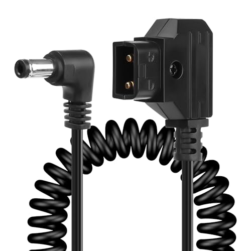 CERRXIAN Cable en espiral D-Tap a ángulo recto DC 12 V DC 12 V DC5525 cable de repuesto para Anton Bauer, KIPRO LCD, Black Magic, etc.
