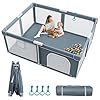 Foldable Baby Playpen – 71″×59″ Collapsible Play Pen for Babies and Toddlers – Indoor Outdoor Foldable Play Yard with 4 Handles – Folding Baby Playpen with Bag Portable Travel Play Yard