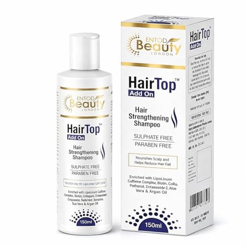 Image of ENTOD Beauty London HairTop Add On Hair Strengthening Shampoo | Hair Fall Control | Hair Growth Boost | Sulphate & Paraben Free | Enriched with Liposome Caffeine, Ceramides, Aloe Vera & Argan Oil - 150 ml